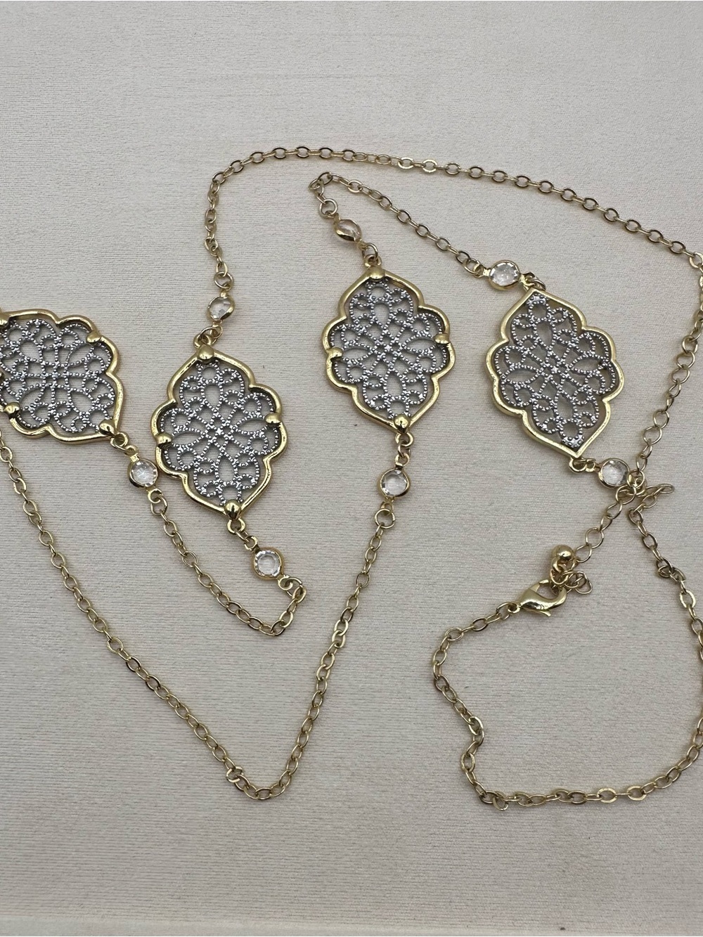 Gold Filigree Link Necklace - Elegant Women's Jewelry